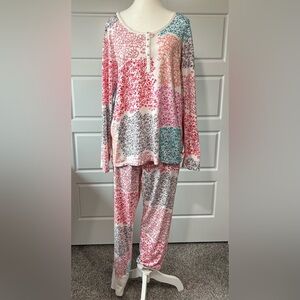 Josie Pajama Set Long Sleeve Top Pants Floral Print Loungewear Sleepwear Size XL